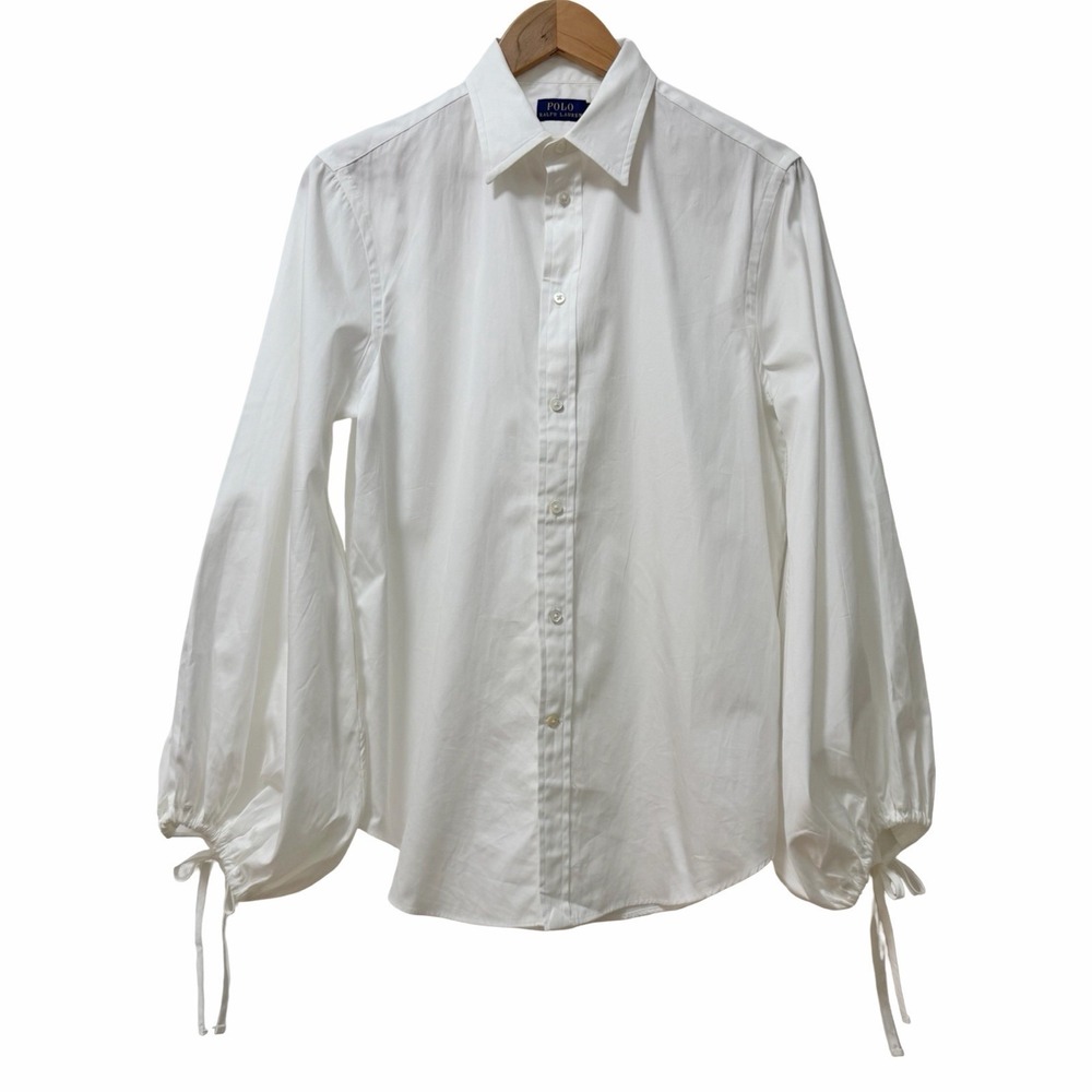 Polo Ralph Lauren Womens Cotton Poplin Long Sleeve Drawstring Cuff Shirt Size M